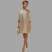Karolin | Glitzerndes Pailletten Minikleid – Sekt