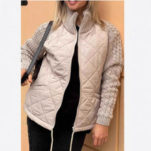 Katrin | Patchwork Jacke mit Stehkragen – Beige