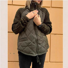 Katrin | Patchwork Jacke mit Stehkragen – Grün
