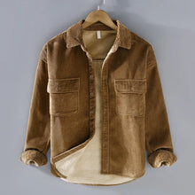 Ezie | Winterhemd aus Cord für Männer – Khaki