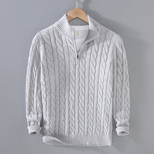 Klassischer Halbzip-Jumper mit Kabelstrickdesign – Grau