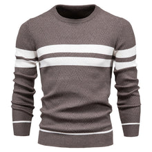 Klassischer Streifenpullover mit Elegantem Rundhalsausschnitt – Taupe