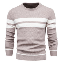 Klassischer Streifenpullover mit Elegantem Rundhalsausschnitt – Beige