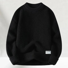 Klassischer Strickpullover mit Crew-Hals – Schwarz