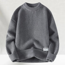 Klassischer Strickpullover mit Crew-Hals – Grau