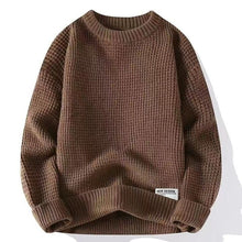 Klassischer Strickpullover mit Crew-Hals – Braun