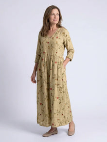 Meriana – Prämie Maxi Kleid Mit Blumenmuster – Gelb