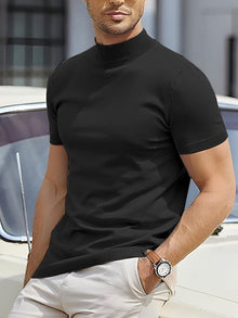 Kurzarm-Rollkragen-Shirt - Riccardo – Schwarz