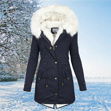 VICTORIA  - Winter Fellfutter Parka Jacke  Für Frauen – Marineblau