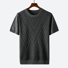 Herren Texturierter Strick T-Shirt – Grau