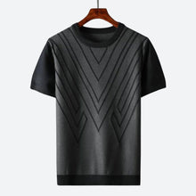 Herren Texturierter Strick T-Shirt – Schwarz
