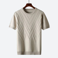 Herren Texturierter Strick T-Shirt – Aprikose