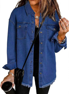 Enass - Jeans Jacke Mit Knopf – Marineblau