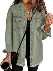 Enass - Jeans Jacke Mit Knopf – Grün