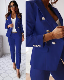 Eleganter Damen Business Hosenanzug - 2-teilig mit Blazer – Dunkelblau