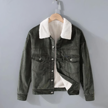 LIAM - Fleecejacke aus Cord – Grün