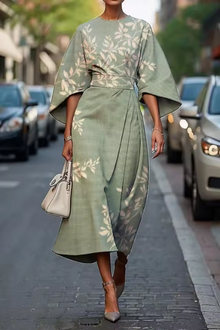Celeste - Stilvolles Blumenkleid – GRÜN