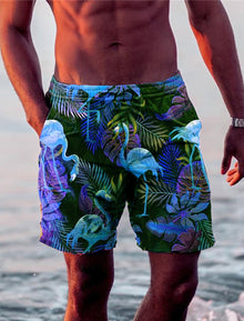 Herren Badehose, Flamingo-Design und auffällig – Blau
