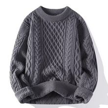Langarm-Zopfmuster-Pullover - David – Grau