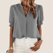 Laura | Elegante Sommerbluse mit Puffärmeln – Grau