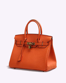 Große Damen-Lederhandtasche | Luxus trifft auf Funktionalität – Orange