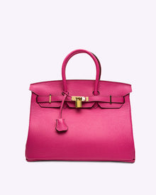 Große Damen-Lederhandtasche | Luxus trifft auf Funktionalität – Barbie-Rosa