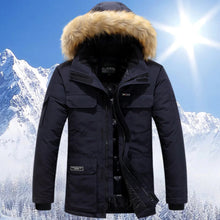Leon | Warme Winterjacke für Herren Fleecegefüttert – Dunkelblau