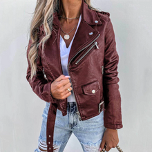 Stilvolle Reißverschluss Lederjacke Für Damen | Perfekt für den Alltag – rot