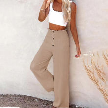 Julia | Damen Bequeme High-Waist Hosen mit weitem Bein – Hellkhaki