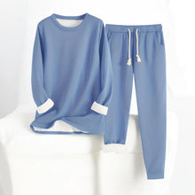 Loungewear-Set | Weite Hose & Langarm-Top | Eleganter Komfort – Blau