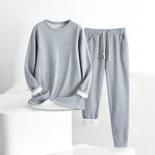 Loungewear-Set | Weite Hose & Langarm-Top | Eleganter Komfort – Hellgrau