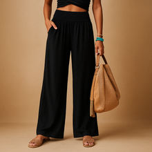Damen High Waist Hose mit elastischem Bund – Schwarz