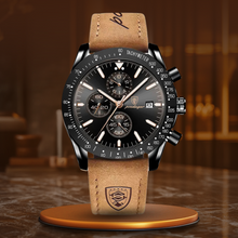 van Baerle® - Strahlendes Datum Chronograph Uhr – Hele Zwart (Leren band)