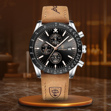 van Baerle® - Strahlendes Datum Chronograph Uhr – Zilver Zwart (Leren band)