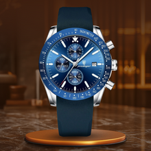 van Baerle® - Strahlendes Datum Chronograph Uhr – Zilver Blauw (Siliconen band)