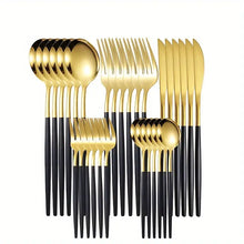 Lunarex | 30-teiliges goldenes Edelstahl-Besteckset – Goldschwarz