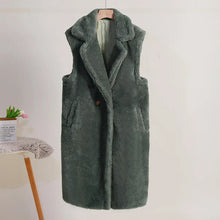 Damen Winter Teddy Mantel | Ärmellos – Grün
