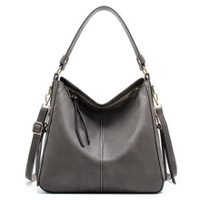 Elegante Damen-Ledertasche in großzügiger Größe für jeden Anlass – Grau