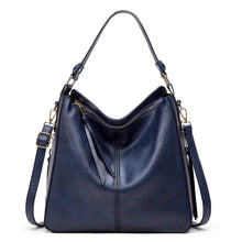 Elegante Damen-Ledertasche in großzügiger Größe für jeden Anlass – Blau