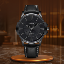 van Baerle® - Luxuriöse Blaues Glas Lederuhr – Komplett Schwarz