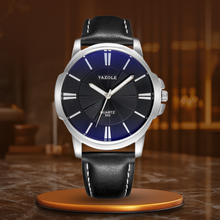 van Baerle® - Luxuriöse Blaues Glas Lederuhr – Schwarz