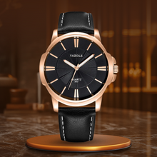van Baerle® - Luxuriöse Blaues Glas Lederuhr – Rosa Schwarz