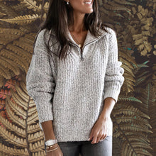 Cacillie - Oversize-Pullover mit Reißverschluss – Grau