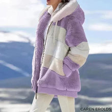 Drav | Kuschelige Tweed-Kapuzenjacke mit Plüsch-Woll-Futter – Nordisches Violett