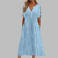 Mia - Elegantes Sommer Boho Midikleid – Blau