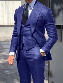 Moderner Slim Fit Hochzeitsgast Anzug Für Herren | 3-Teilig – Königsblau