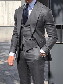 Moderner Slim Fit Hochzeitsgast Anzug Für Herren | 3-Teilig – Grau