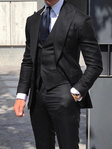 Moderner Slim Fit Hochzeitsgast Anzug Für Herren | 3-Teilig – Schwarz