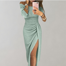 Elegantes Abendkleid für Damen mit langen Ärmeln – Grün