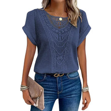 Cici - Spitze Damen Top Casual Chic Bequem – Dunkelblau